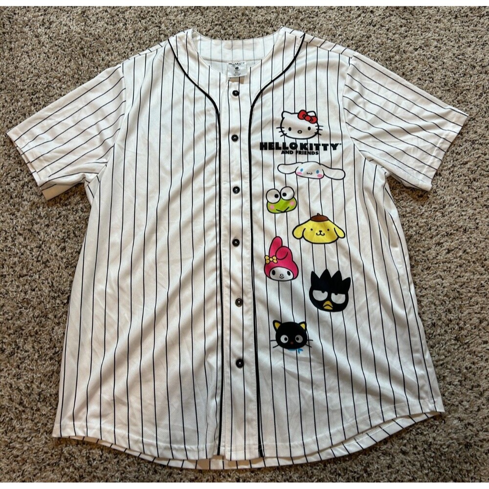 Hello Kitty And Friends Shirt Mens XLarge White Baseball Jersey Sanrio Graphic